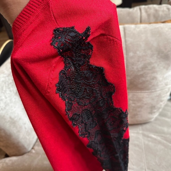 Hannah Rose Red and Black Cardigan Sweater - Picture 8 of 8